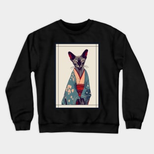 Oriental Shorthair cat Japanese with kimono vintage Crewneck Sweatshirt